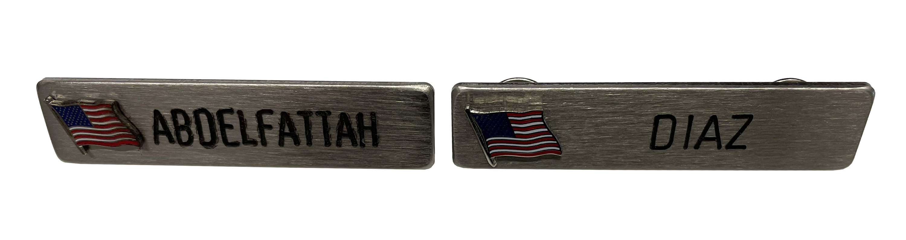 Nameplate With American Flag Clutch Back